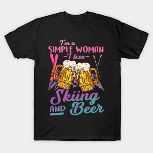 I'm A Simple Woman I Love Skiing And Beer T-Shirt